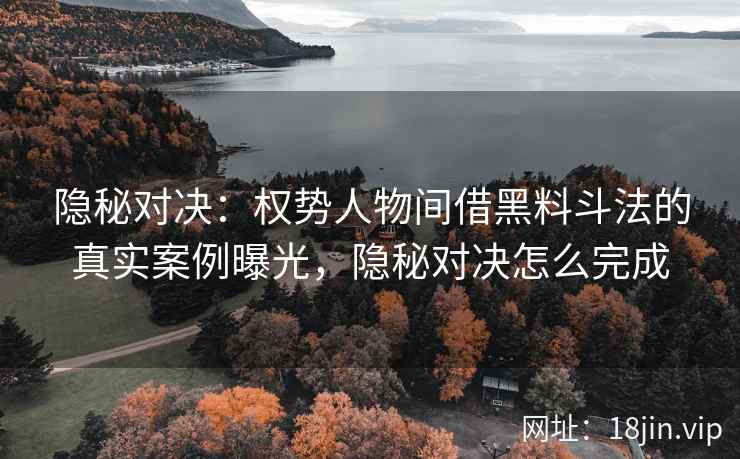 隐秘对决：权势人物间借黑料斗法的真实案例曝光，隐秘对决怎么完成