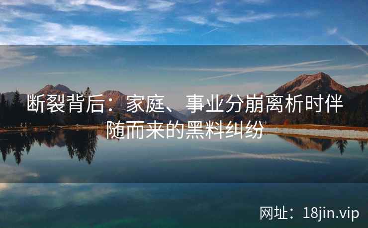 断裂背后：家庭、事业分崩离析时伴随而来的黑料纠纷