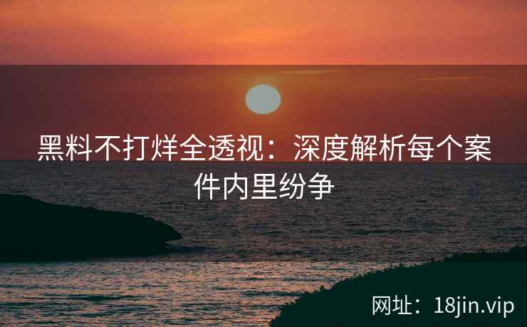 黑料不打烊全透视：深度解析每个案件内里纷争