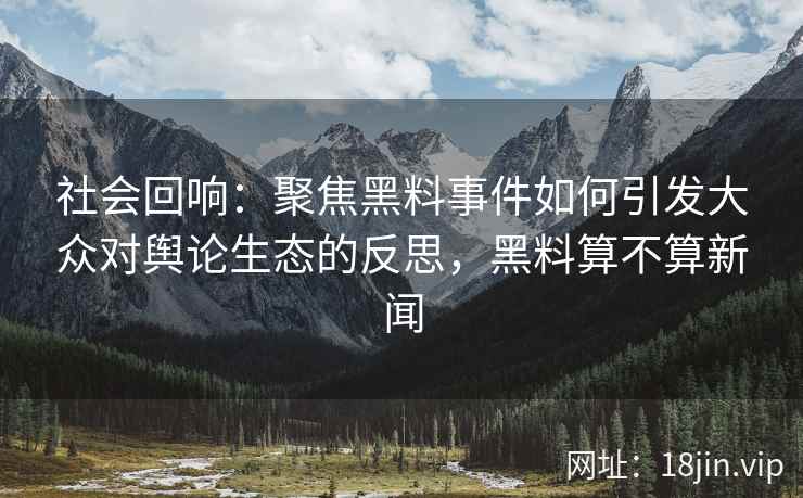 社会回响：聚焦黑料事件如何引发大众对舆论生态的反思，黑料算不算新闻