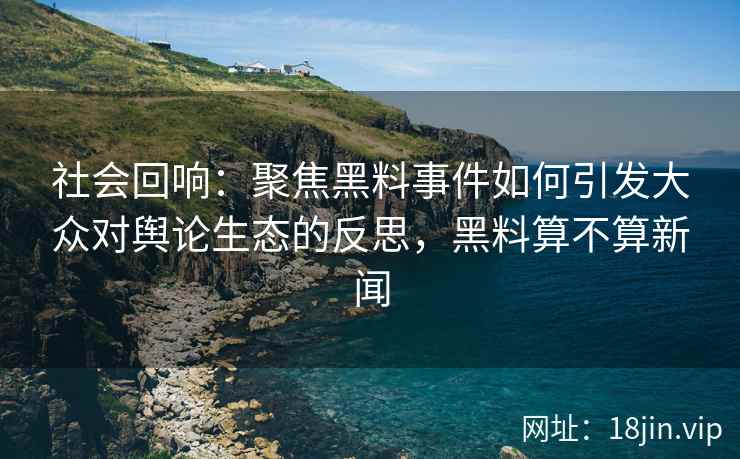 社会回响：聚焦黑料事件如何引发大众对舆论生态的反思，黑料算不算新闻