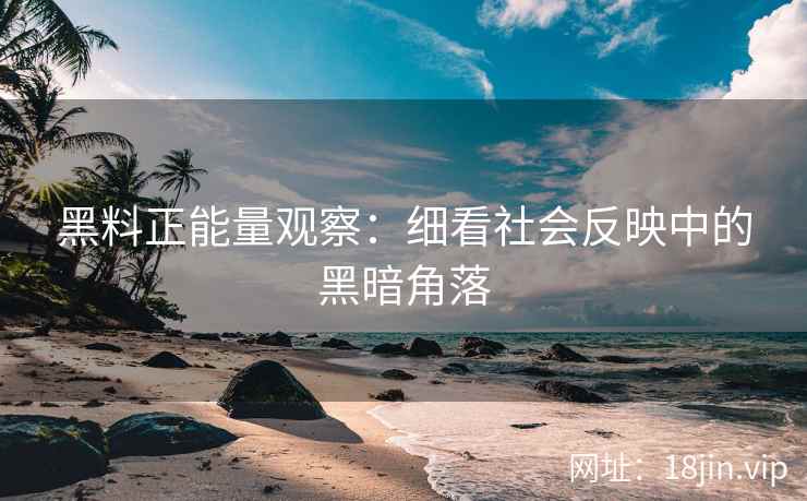 黑料正能量观察：细看社会反映中的黑暗角落