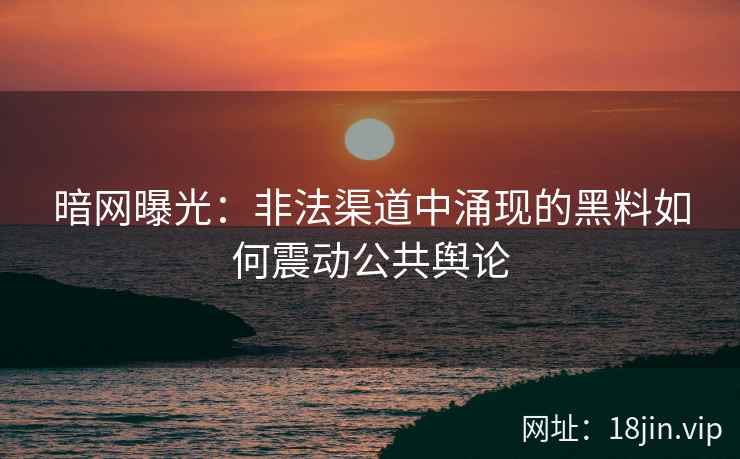 暗网曝光：非法渠道中涌现的黑料如何震动公共舆论