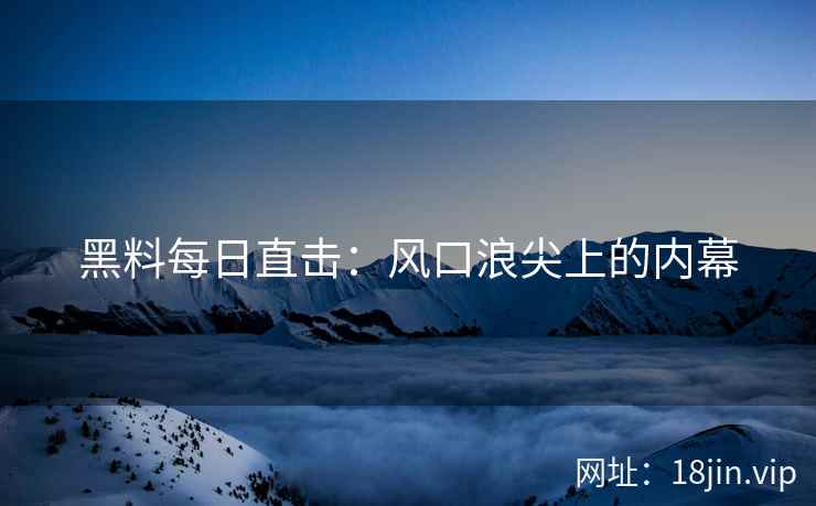 黑料每日直击：风口浪尖上的内幕