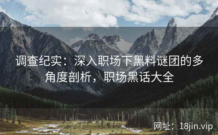 调查纪实：深入职场下黑料谜团的多角度剖析，职场黑话大全